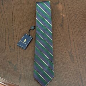 Polo by Ralph Lauren Navy and Green Diagonal Striped Tie